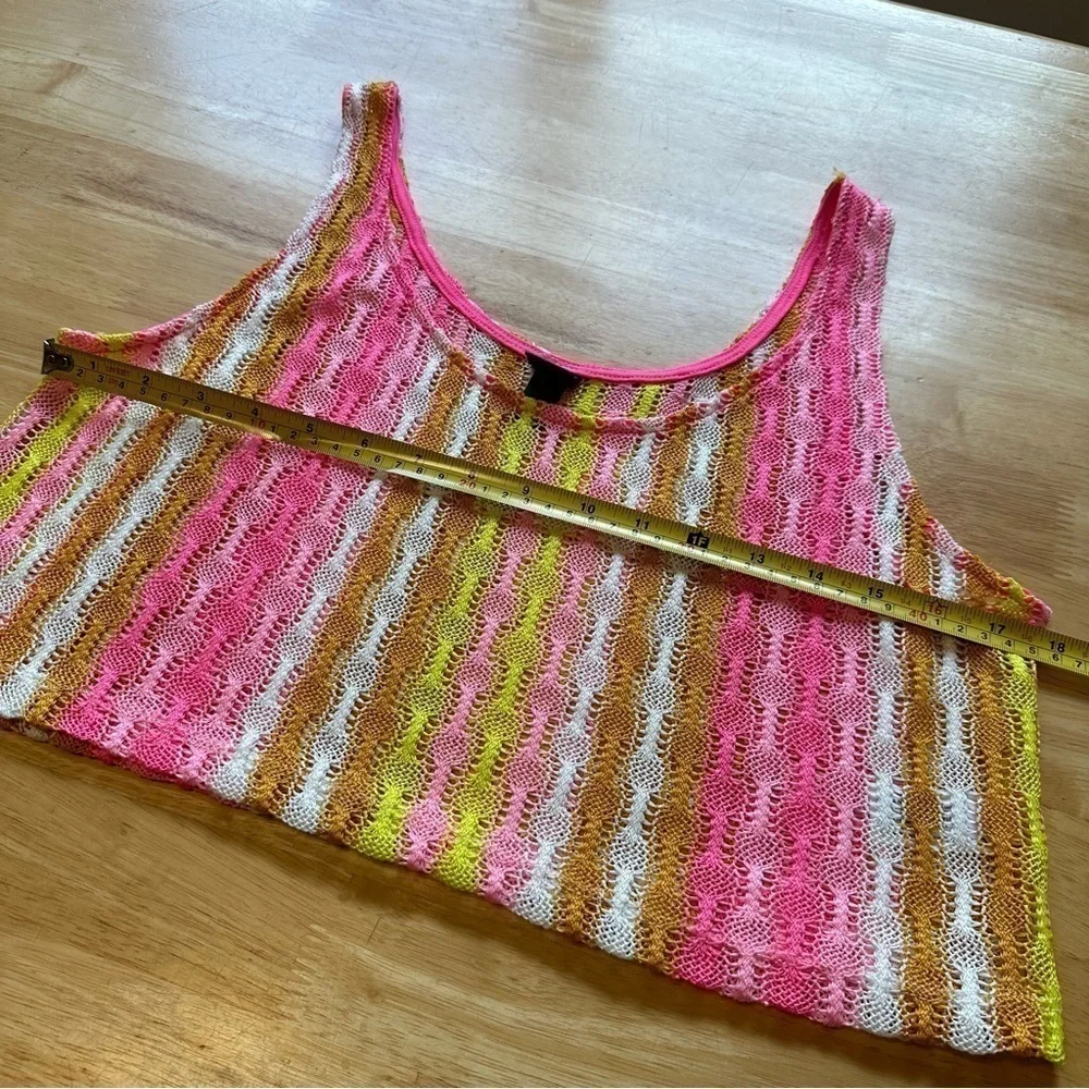 Wild Fable M Medium Neon Pink Yellow Orange Tank Crochet Crop - Picture 3 of 6